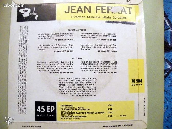 Jean Ferrat 45t "Potemkine" El sable y el látigo no canto para pasar – photo 2